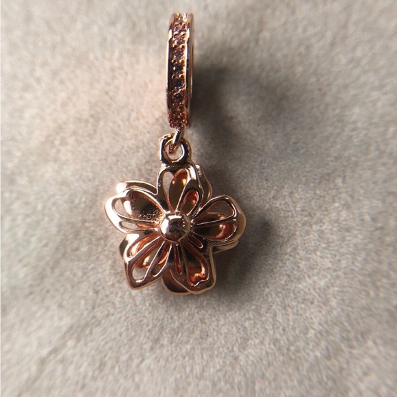 Sterling Silver Cherry Blossom Dangle Charm, fits Pandora Bracelet - Picture 4 of 6